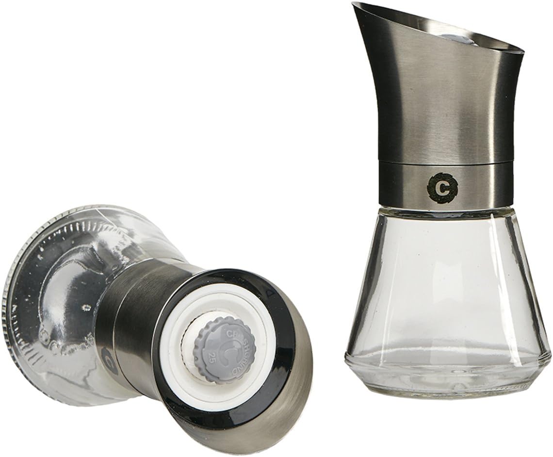 HERBS & SPICES CERAMIC GRINDER WITH STAINLESS STEEL COVER - STAINLESS STEEL - CRUSHGRIND # 60050-3001