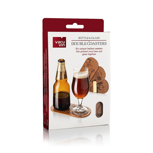 BOTTLE & GLASS DOUBLE COASTER SET OF 6 - VACU VIN #1855560