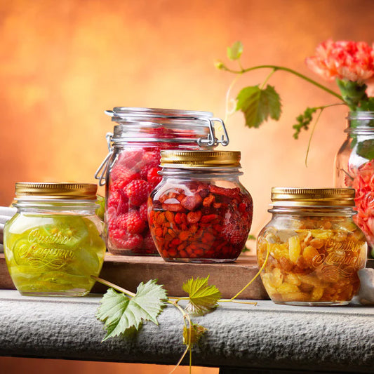 QUATTRO STORAGE JAR WITH GOLD LID - BORMIOLI ROCCO # 3.65610