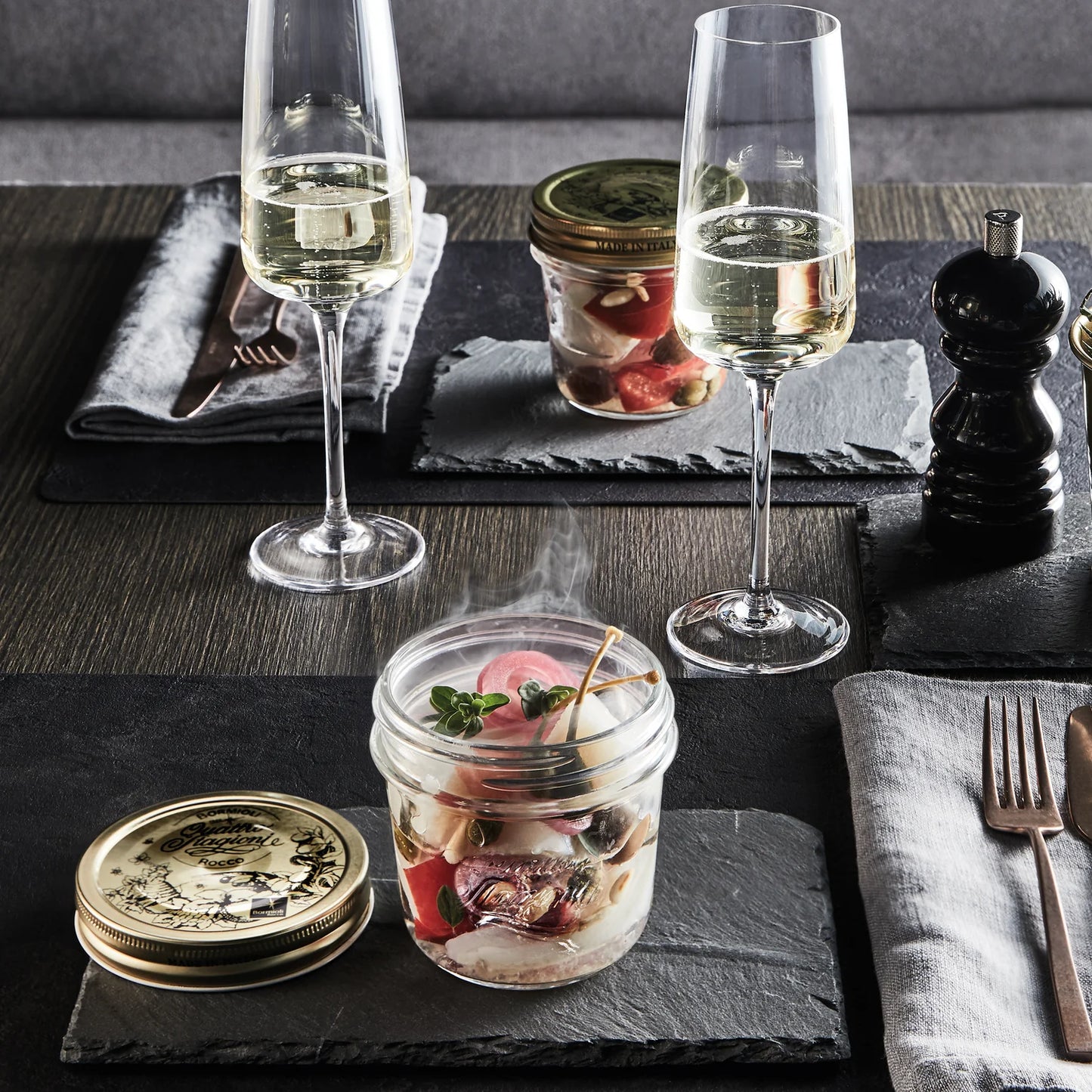 QUATTRO STORAGE JAR WITH GOLD LID - BORMIOLI ROCCO # 3.54756