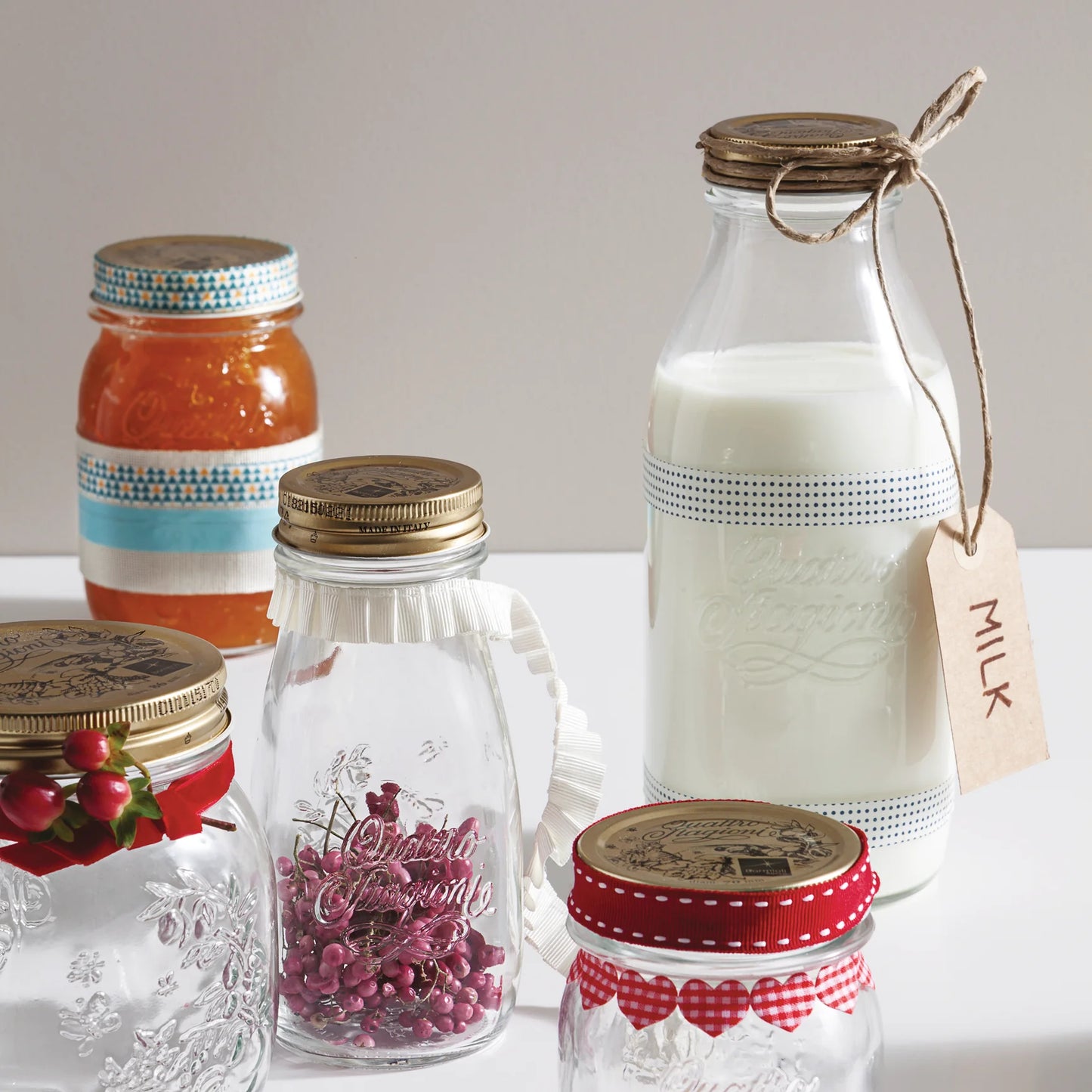 QUATTRO STORAGE JAR WITH GOLD LID - BORMIOLI ROCCO # 3.65600