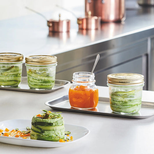 QUATTRO STORAGE JAR WITH GOLD LID - BORMIOLI ROCCO # 3.54757