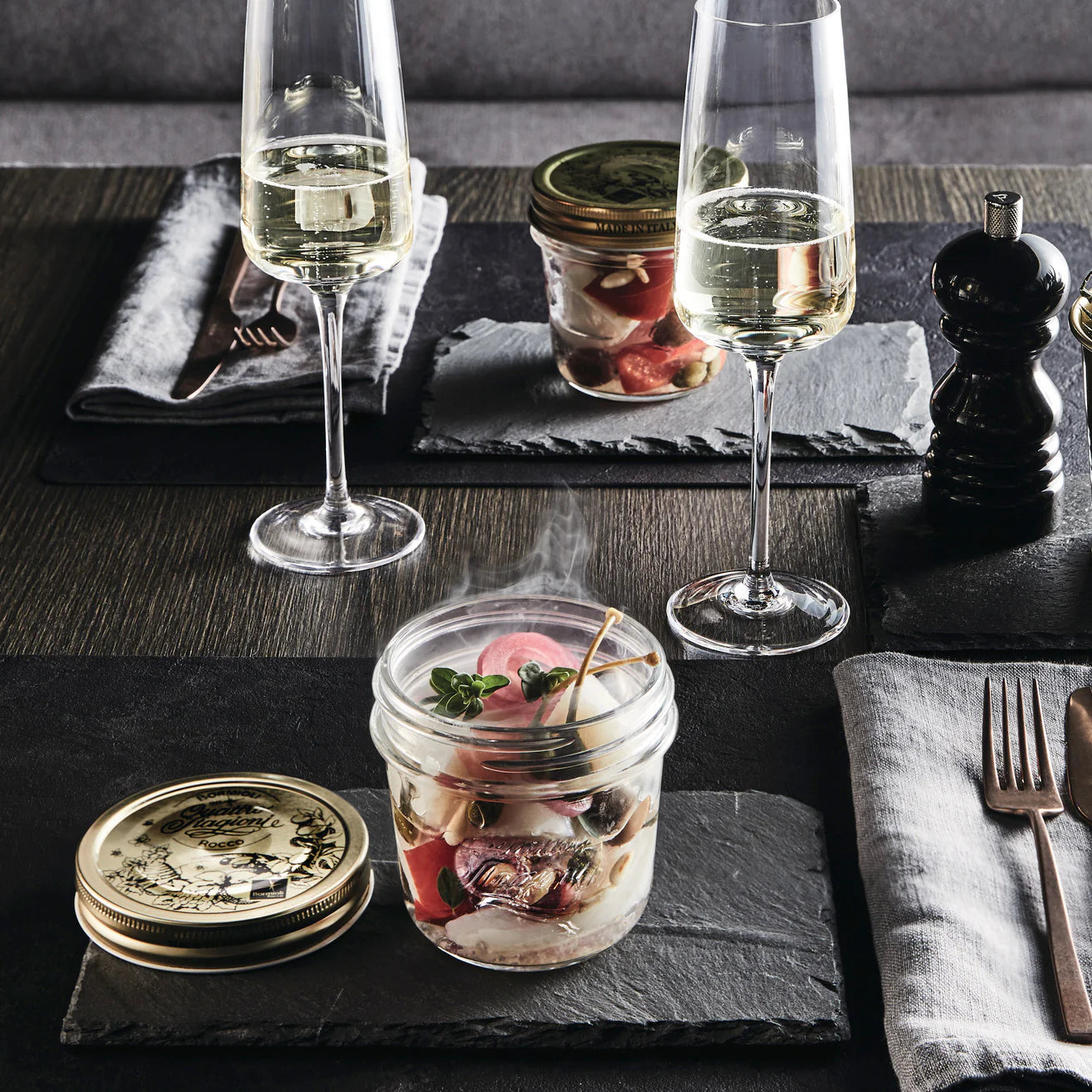 QUATTRO STORAGE JAR WITH GOLD LID - BORMIOLI ROCCO # 3.54757