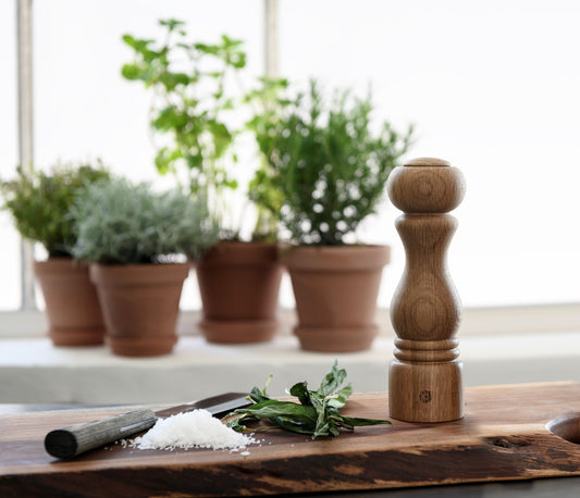 CERAMIC GRINDER SALT & PEPPER (OAK) - BROWN - CRUSHGRIND # 70160-2002