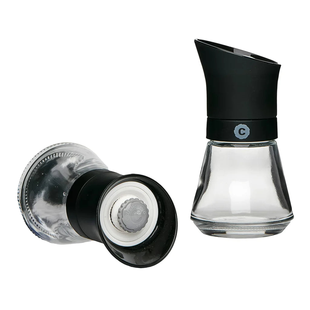 HERBS & SPICES CERAMIC GRINDER WITH BLACK PLASTIC COVER - BLACK - CRUSHGRIND # 60010-99