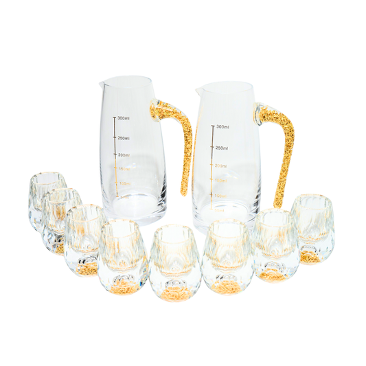 Mou Tai Set with Gold Mountain Bottom (2 Cacarfes + 10 Glasses) #BAER-MOUTAISET