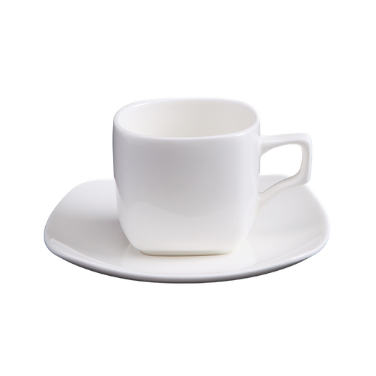 精美瓷器 7 盎司 | 200 毫升茶杯和茶碟 - 白色 - DON BELLINI # DB3032020