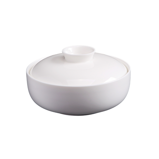 精美瓷器 5 英寸 | 12.5 厘米 11 液體盎司 | 320 毫升湯杯帶蓋 - 白色 - DON BELLINI # DB3020913