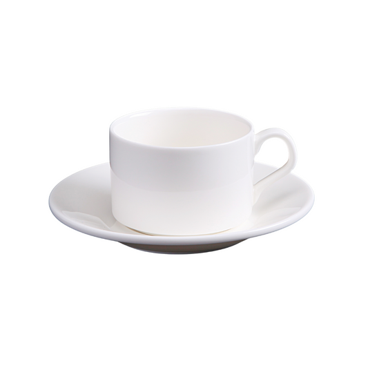精美瓷器 5 盎司 | 160 毫升茶杯和茶碟 - 白色 - DON BELLINI # DB3030016