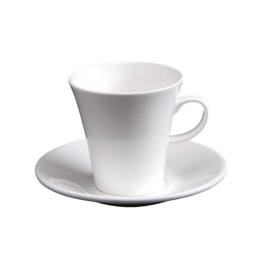 FINE CHINA 5 OZ | 160 ML COFFEE CUP & SAUCER - WHITE - DON BELLINI # DB3033016