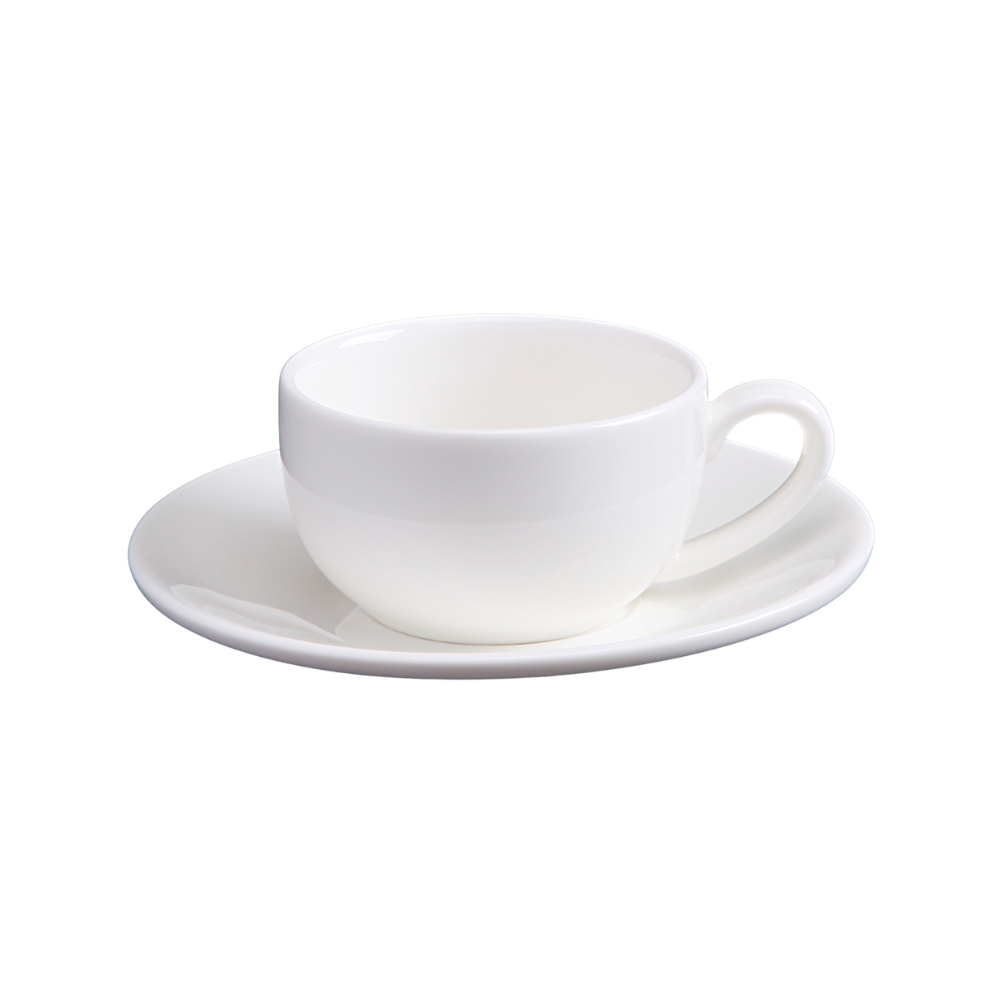FINE CHINA 3 OZ | 100 ML COFFEE CUP & SAUCER - WHITE - DON BELLINI # DB3030010