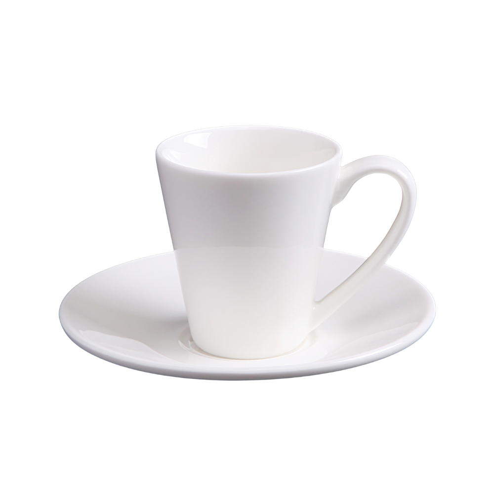 FINE CHINA 4 OZ | 110 ML COFFEE CUP & SAUCER - WHITE - DON BELLINI # DB3033011