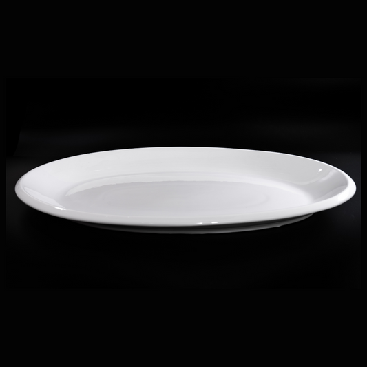 精美瓷器厚邊橢圓盤 22 英吋 | 56 公分 - 白色 - DON BELLINI # DB3011057