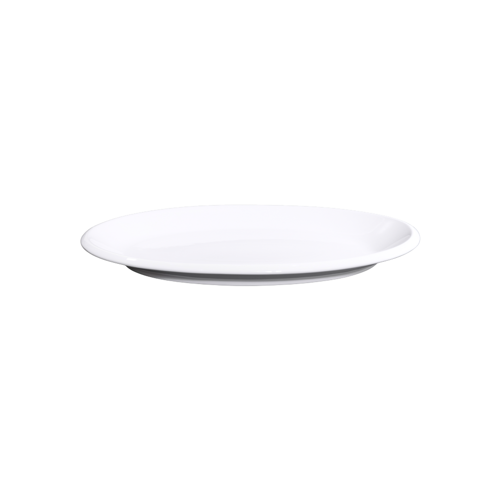 FINE CHINA THICK RIM OVAL PLATE 12" | 30 CM - WHITE - DON BELLINI # DB3011031