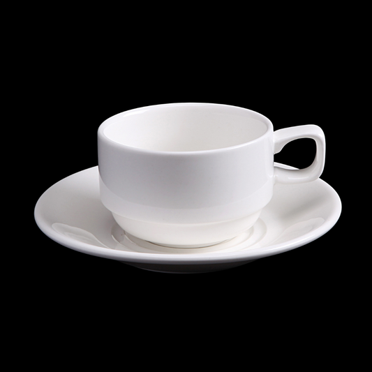 FINE CHINA 7 OZ | 220 ML TEA CUP & SAUCER - WHITE - DON BELLINI # DB3030022