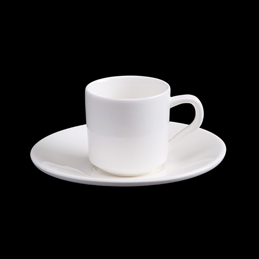 FINE CHINA 3 OZ | 90 ML COFFEE CUP & SAUCER - WHITE - DON BELLINI # DB3030009