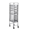 (DISMOUNTABLE) HEIGHTENED SINGLE ROW 1/1 TRAY TROLLEY - SILVER - KITCHENWARE # 001113
