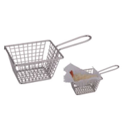 RECTANGULAR STAINLESS STEEL TILT TYPE SMALL FRYING BASKET - SILVER - KITCHENWARE # 035193