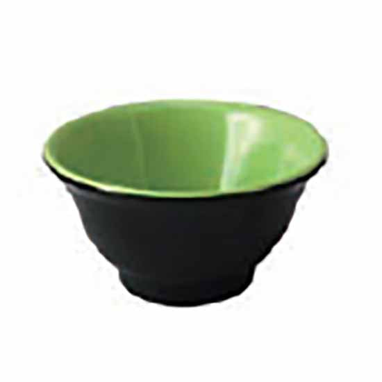 BR 4" TREASURE RICE BOWL - GREEN APPLE/BLACK - EFAY # 203504GRBK