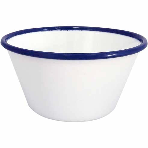 ENAMEL 5" ROUND PUDDING BOWL - NAVY BLUE RIM - EFAY # 2209051