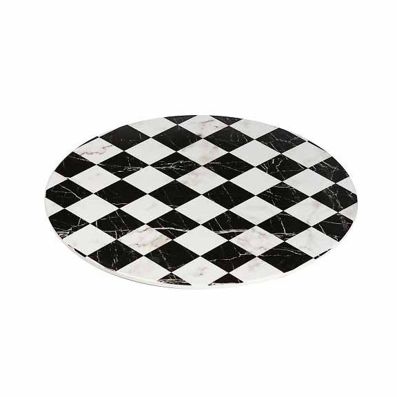 MARBLE 13" FOOTED ROUND PLATTER - WHITE VERSAILLES - EFAY # 416813PW12