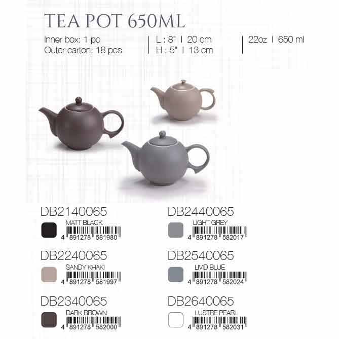 DE TERRA TEA POT 650ML - MATT BLACK - DON BELLINI # DB2140065