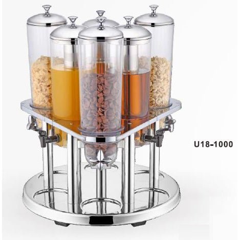 旋轉底座六 3L 穀物分配器 - 不銹鋼 - SUNNEX # U18-1000