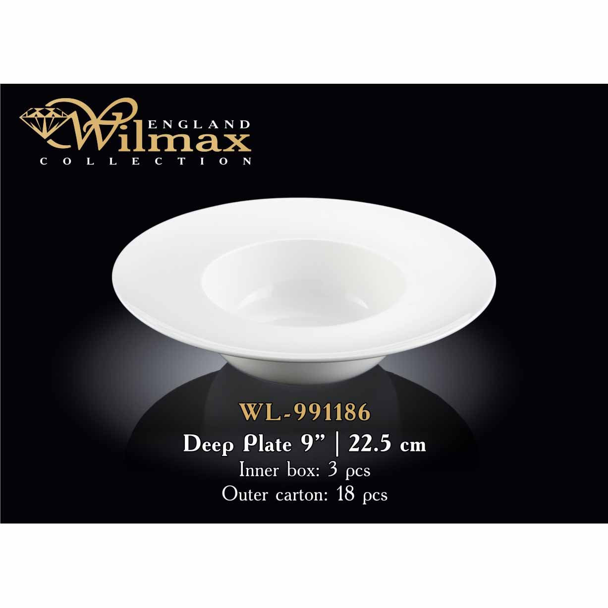 22.5 公分深盤 - 白色 - WILMAX # WL-991186