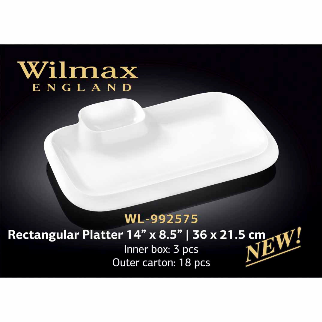 14" X 8.5" | 36 X 21.5CM RECTANGULAR PLATTER - WHITE - WILMAX # WL-992575