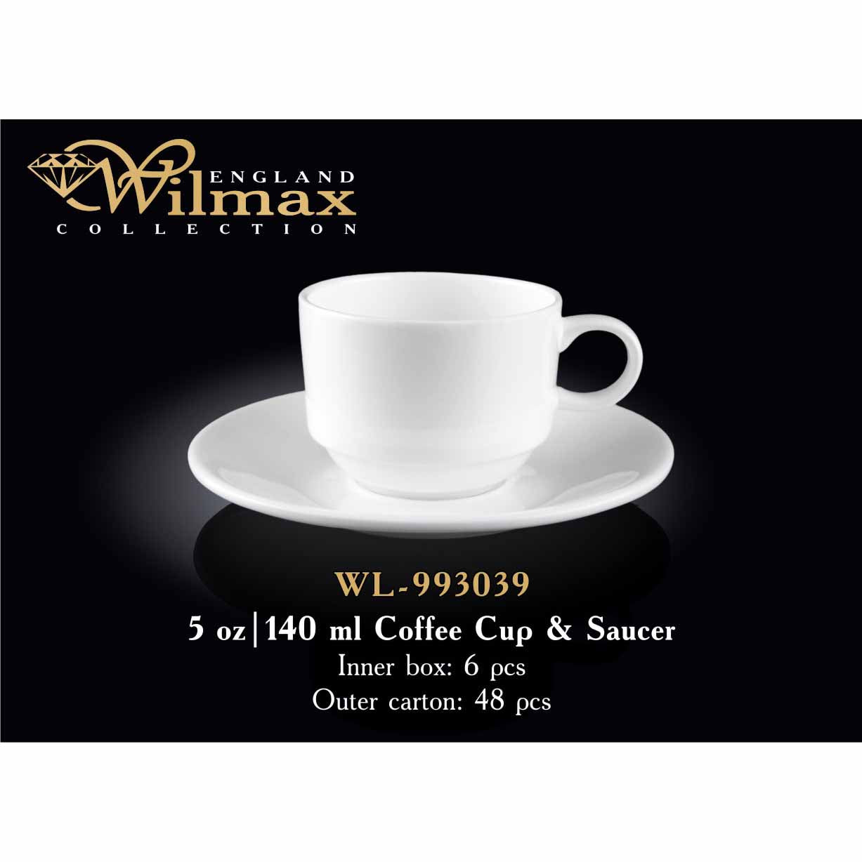 5 盎司杯子和碟子 - 白色 - WILMAX # WL-993039