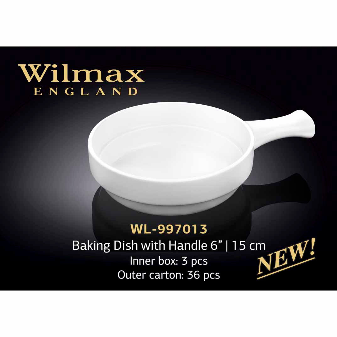 6" | 15 CM BAKING DISH WITH HANDLE - WHITE - WILMAX # WL-997013