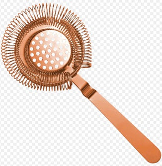 ROUND STRAINER WITH CURVED HANDLE (NO HOLE) COPPER - BARWARE #ZHE1-41