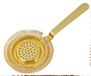 ROUND STRAINER WITH CURVED HANDLE (NO HOLE) COPPER - BARWARE #ZHE1-41