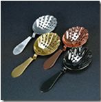 STRAINER WITH CURVED HANDLE (NO HOLE) COPPER - BARWARE #ZHE1-5