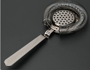 ROUND STRAINER WITH CURVED HANDLE (NO HOLE) COPPER - BARWARE #ZHE1-41