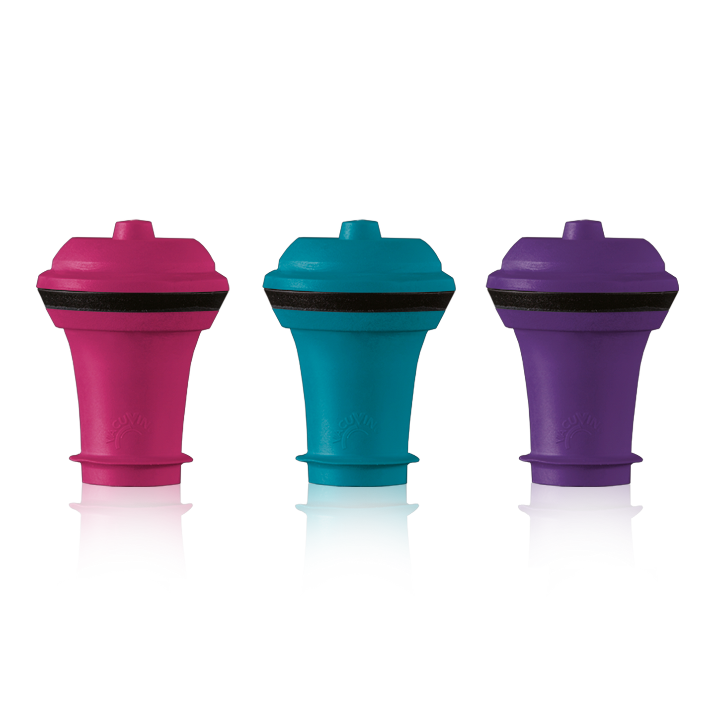 VACUUM WINE STOPPER PINK/BLUE/PURPLE SET OF 3 - ASSORTED - VACU VIN # 0885060