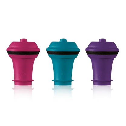 VACUUM WINE STOPPER PINK/BLUE/PURPLE SET OF 3 - ASSORTED - VACU VIN # 0885060