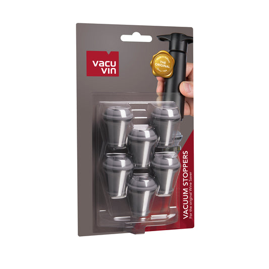 VACUUM WINE STOPPER SET OF 6 - GREY - VACU VIN # 0886360