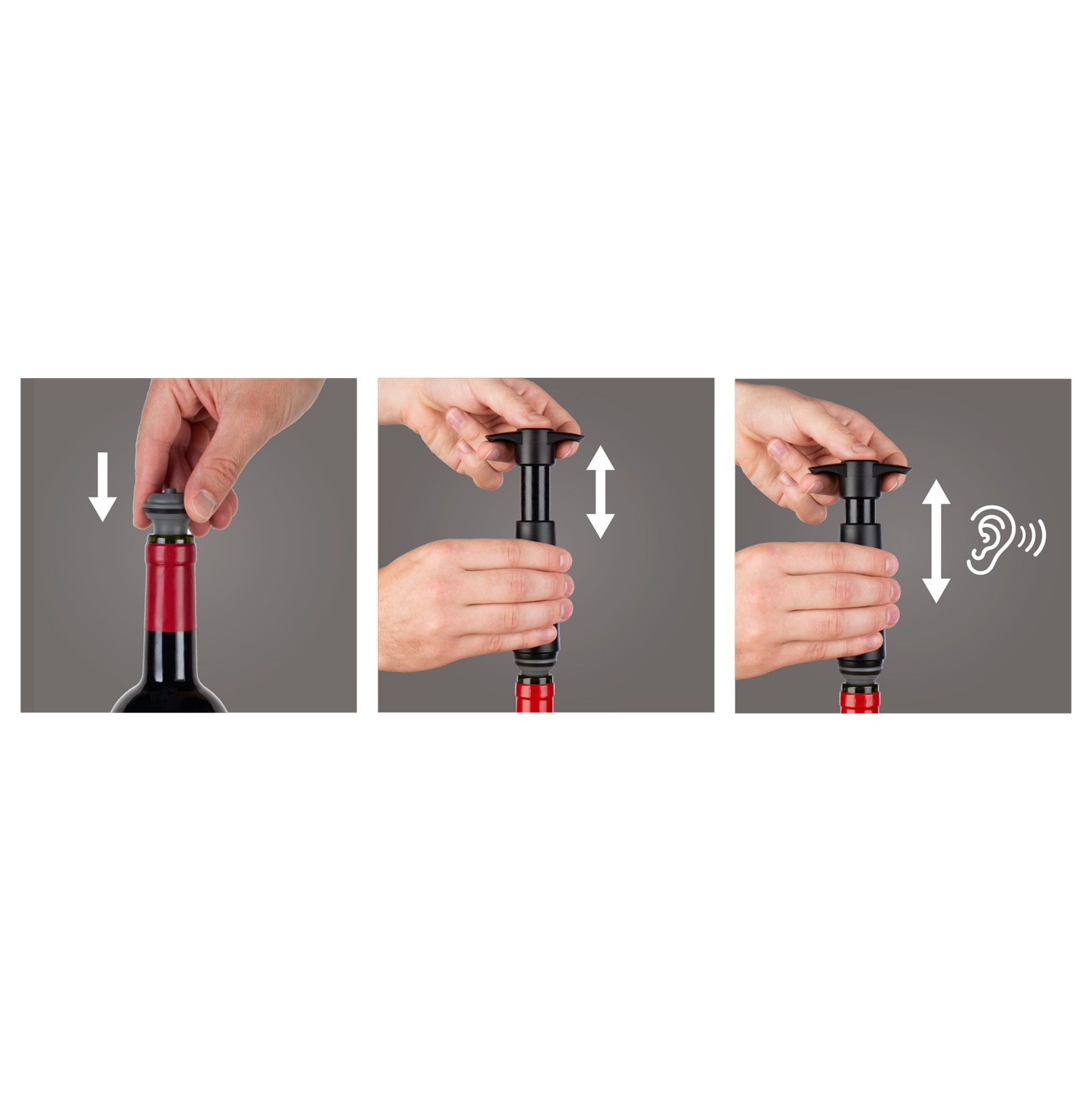 WINE SAVER BLACK GIFT PACK (1 X PUMP, 2 X WINE STOPPERS) - BLACK - VACU VIN # 0981460
