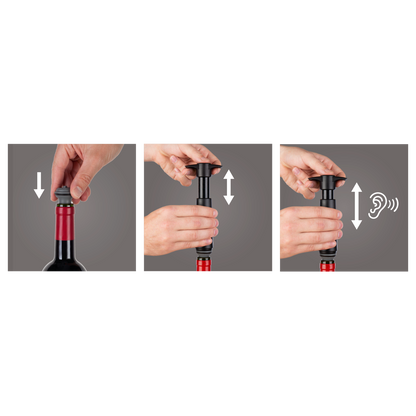 WINE SAVER BLACK GIFT PACK (1 X PUMP, 2 X WINE STOPPERS) - BLACK - VACU VIN # 0981460