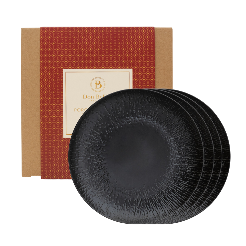 Linea Plate Set [SET OF 4] - Noir - DON BELLINI #DBLN110120-S