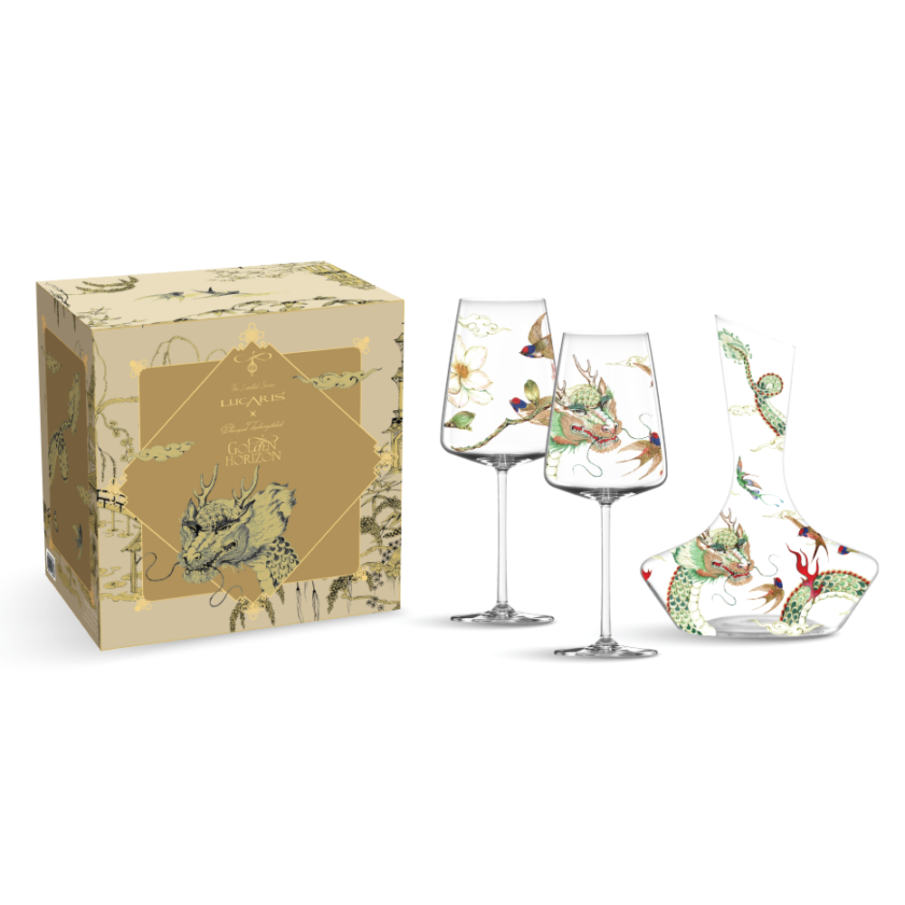Golden Horizon Muse Red Wine & Decanter Emerald Dragon Set - LUCARIS # 3GSC00003G0025