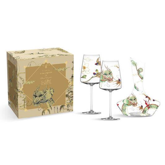 Golden Horizon Muse Red Wine & Decanter Emerald Dragon Set - LUCARIS # 3GSC00003G0025