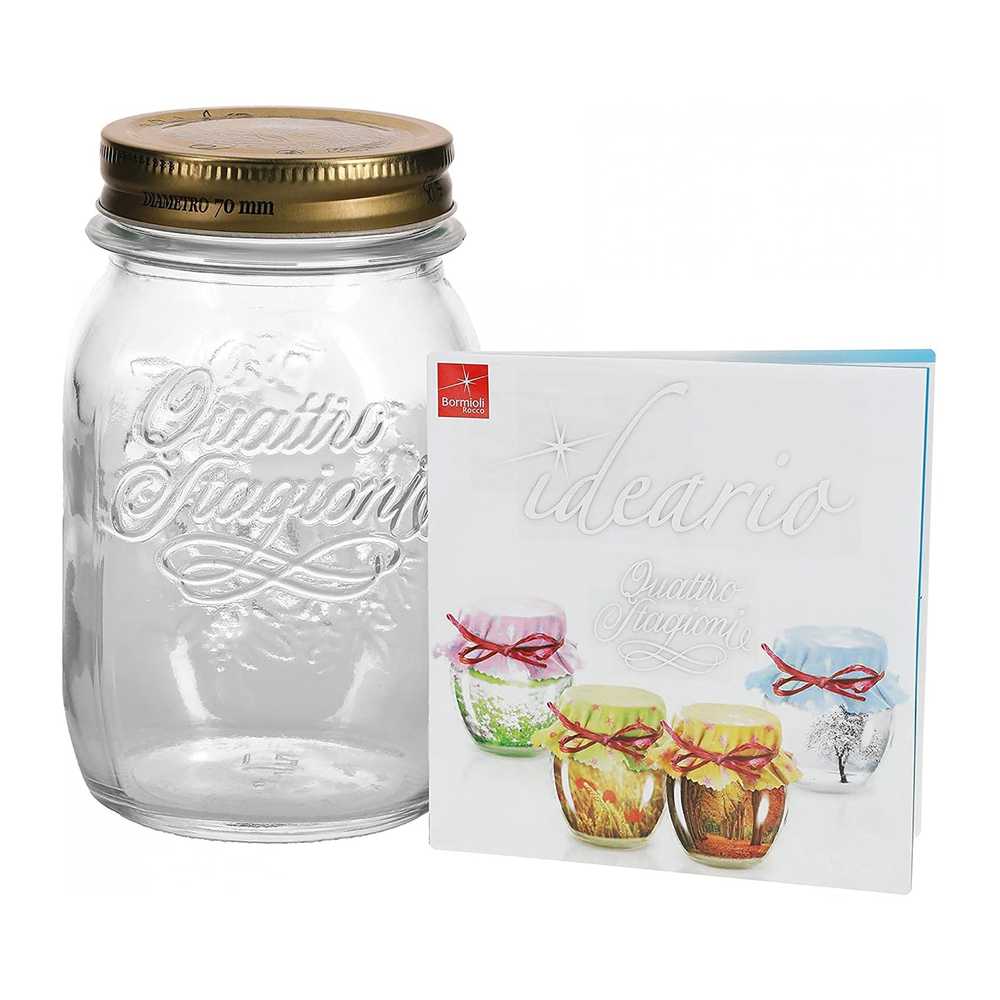 QUATTRO STORAGE JAR WITH GOLD LID - BORMIOLI ROCCO # 3.49750