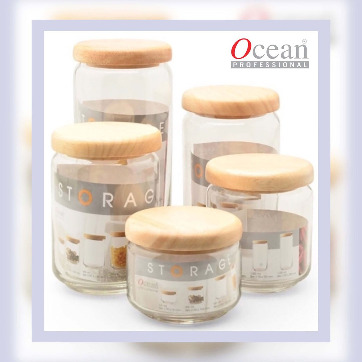 POP JAR W/WOODEN LID 750ML - OCEAN # 5B2526G0001