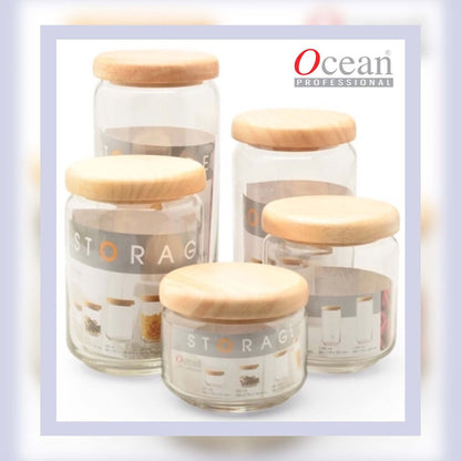 POP JAR W/WOODEN LID 750ML - OCEAN # 5B2526G0001