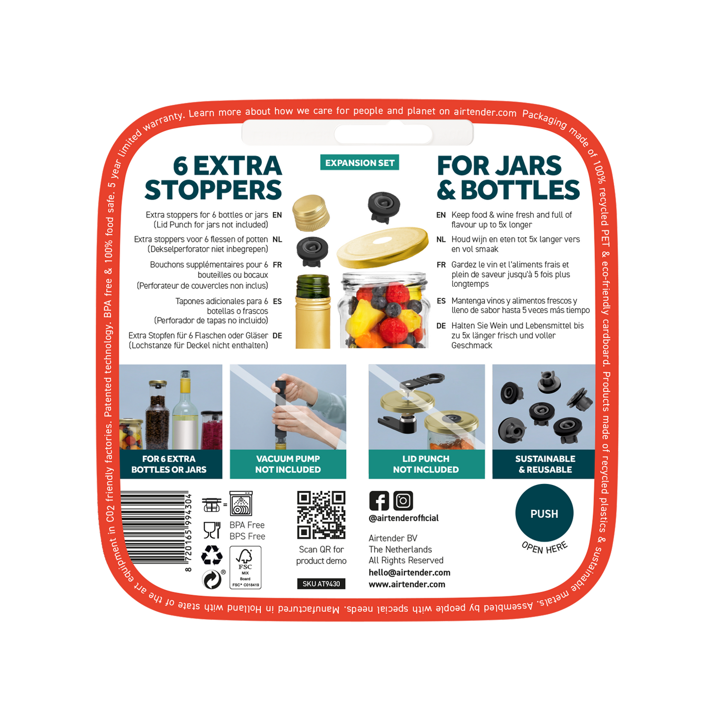 EXTRA STOPPERS 6-PC BLISTER PACK - AIRTENDER #AT9430