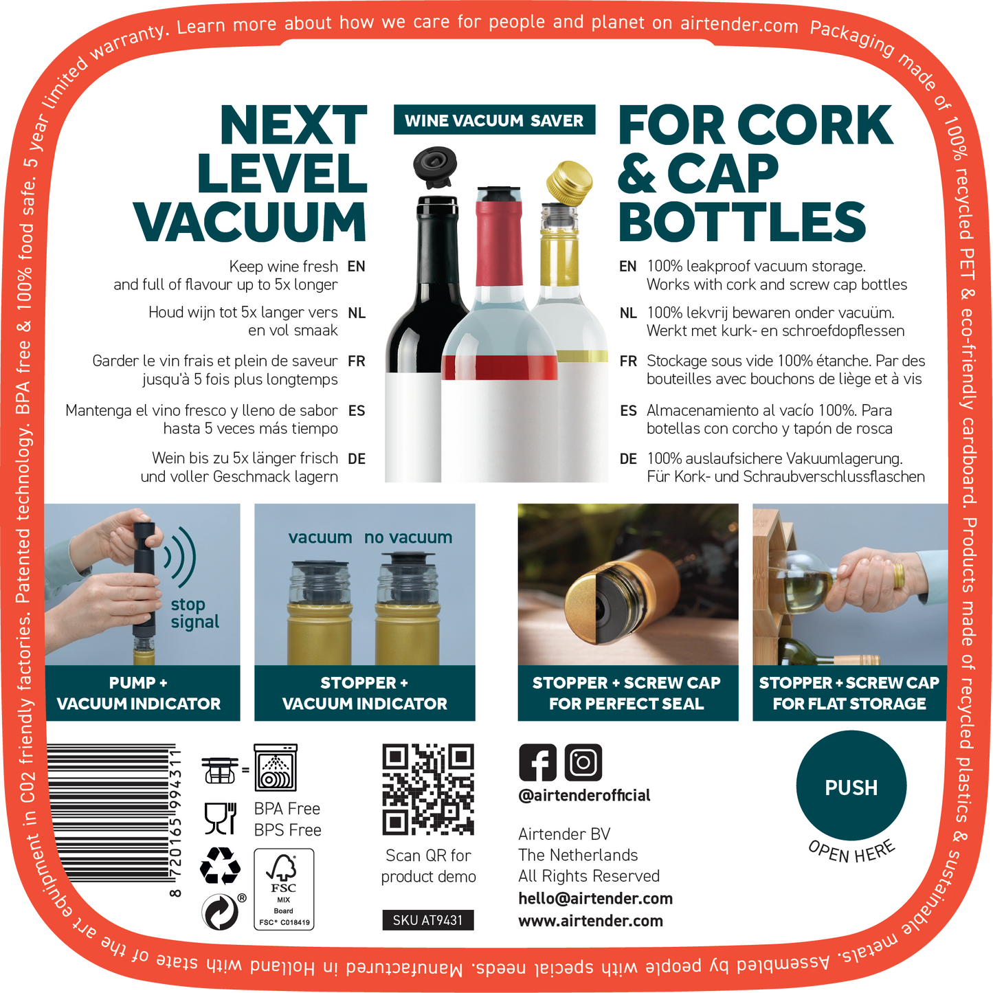 FOOD & WINE VACUUM BLISTER PACK - AIRTENDER #AT9431
