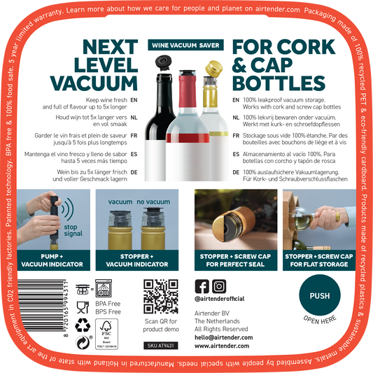 FOOD & WINE VACUUM BLISTER PACK - AIRTENDER #AT9431
