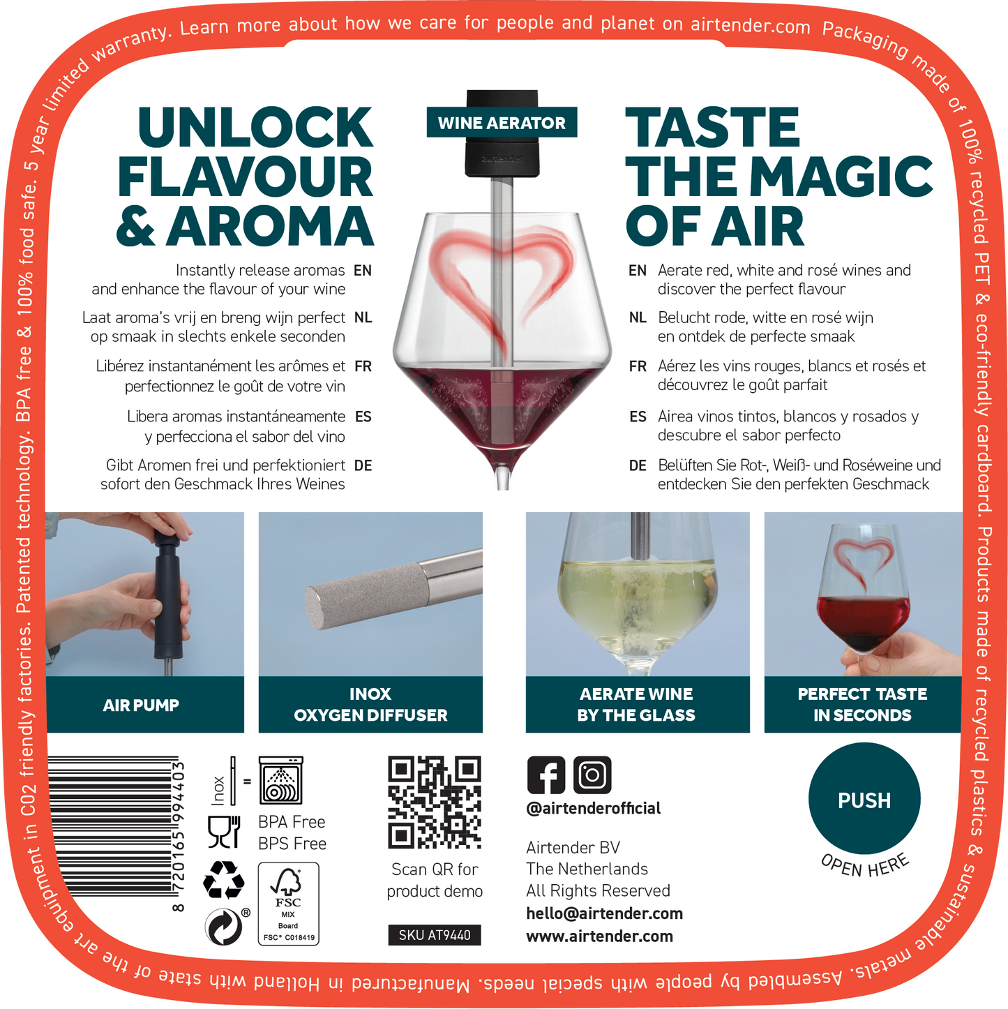WINE AERATOR BLISTER PACK - AIRTENDER #AT9440